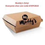 Custom Print Muddy's Corrugated Kraft Brown Dinner Box [150 Pack]