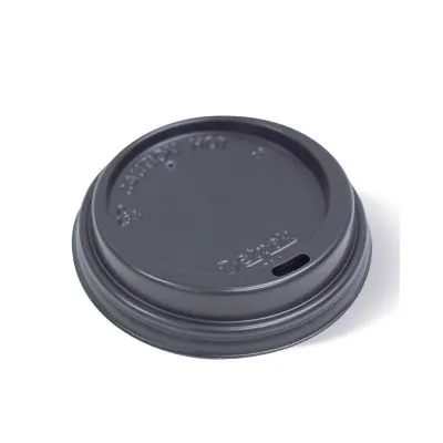 245-475ml / 8-16oz 90mm Black Plastic Coffee Cup Lid [50 Pack]
