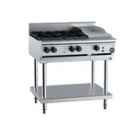 B&s Black Four Burner Boiling Top With 300mm Grill Plate, 122mj, Lpg