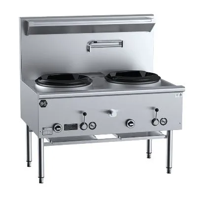 B+s Black Two Hole Deluxe Waterless Wok Table