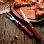 Churrasco Steak Knife Serrated Narrow Blade with Polywood Handle Red 102mm