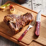 Churrasco Steak Knife Jumbo Serrated Wide Blade with Polywood Handle Red 127mm