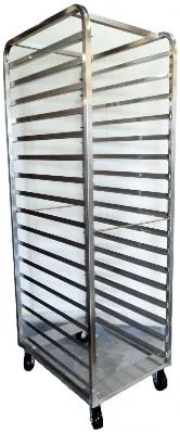 Pastry Rack Stainless Steel, Castors, 17 Shelves, Holds Trays 406x710mm & 400x600mm.