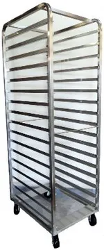 Pastry Rack Stainless Steel, Castors, 17 Shelves, Holds Trays 406x710mm & 400x600mm.