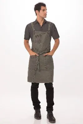 Denver Cross-Back Bib Apron - Olive Wood
