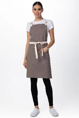 Byron Cross-Back Bib Apron - Grey