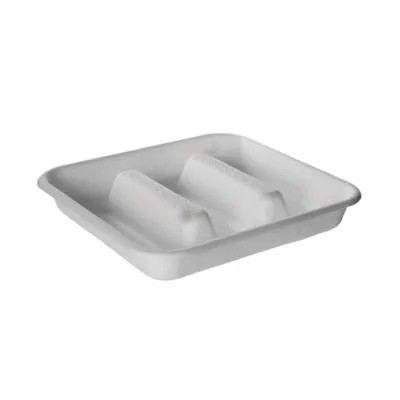 Eco-Products 7 Inch 3-Compartment Taco Sugarcane Tray 184 X 171 X 25mm [pack 50 / 300]