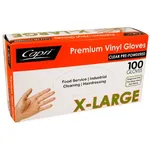 Extra Large Clear Powdered Vinyl Gloves [pack 100 / Ctn 10 X 100]