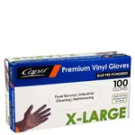 Extra Large Blue Powdered Vinyl Gloves [pack 100 / Ctn 10 X 100]