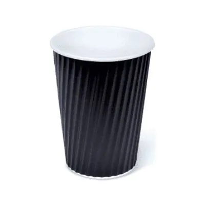 475ml / 16oz Black PE Coated Rippled Coffee Cup [500 Pack]