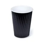475ml / 16oz Black PE Coated Rippled Coffee Cup [25 Pack]