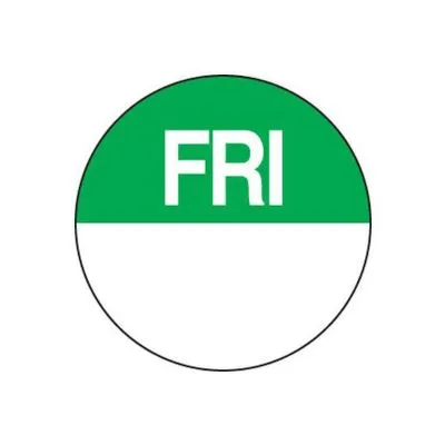Fildes Removable Colour Coded Food Labels Friday Green (roll 1000)