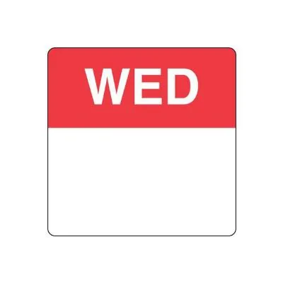 Fildes Removable  40mm Wednesday Red Food Labels [roll 500]
