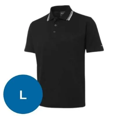 Black Polo Chef Shirt With Check Collar  Size: L