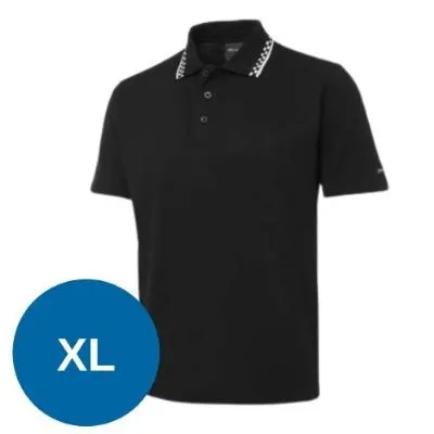 Black Polo Chef Shirt With Check Collar  Size: Xl