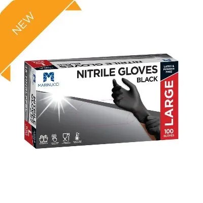 Large Black Powder Free Nitrile Gloves [pack 100 / Ctn 10 X 100]