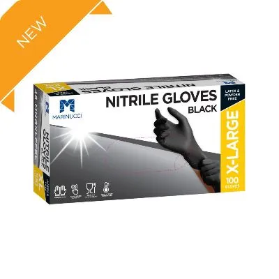 Extra Large Black Powder Free Nitrile Gloves [pack 100 / Ctn 10 X 100]