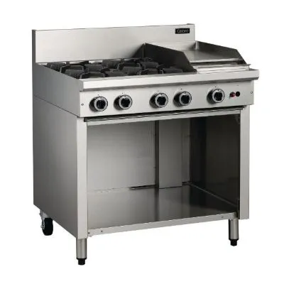 Cobra By Moffat Cooktop With 4 Burners And Griddle On Cabinet Base Lpg C9c ; 900(w)mm. Lpg. 4 Burner, 300mm Griddle