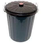 Garbage Bin Lockable Green with Black Lid — 55L
