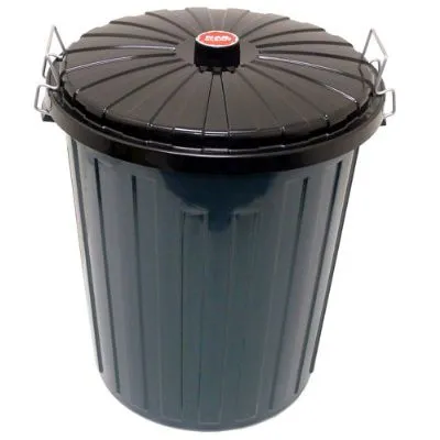 Garbage Bin Lockable Green with Black Lid โ 75L