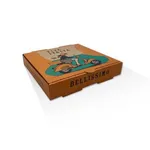 9" Brown Printed Pizza Box [100 Pack]