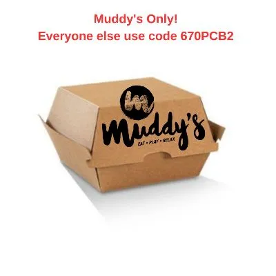 Custom Print Muddy's Corrugated Kraft Brown Burger Box [250 Pack]