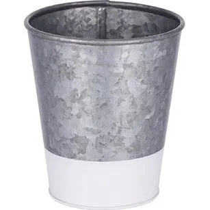 Coney Island Galvanised Pot with White Base 95x105mm