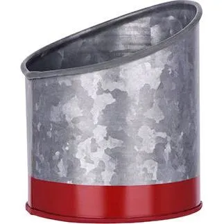 Coney Island Slant Galvanised Pot with Red Base 105x115mm