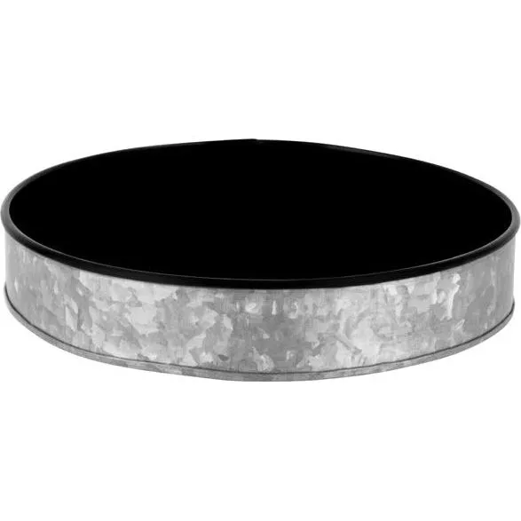 Coney Island Round Galvanised Tray with Black Internal 240x45mm