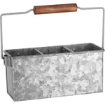 Coney Island 3-Compartment Caddy with Handle Galvanised 250x90x115mm