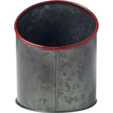 Coney Island Slant Black Galvanised Pot with Red Rim 120x140mm