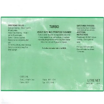 Turbo Label For 750ml Spray Bottle