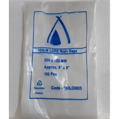205 X 125mm / 100um Clear Ldpe Plastic Bag [pack 100 / Ctn 10 X 100]