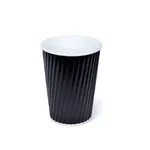 245ml / 8oz Black PE Coated Rippled Coffee Cup [500 Pack]