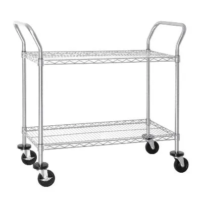Vogue 2 Tier Chrome Wire Trolley - 910x457x960mm 37 3/4x18x3 3/4"