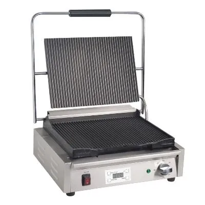 Apuro Large Contact Grill Ribbed Plates With Timer