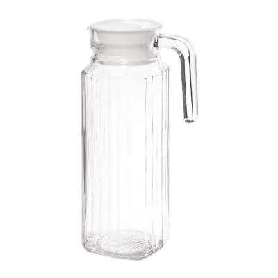 Olympia Ribbed Glass Jug With Lid - 1ltr