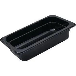 1/3 Size Black Polycarbonate Food Pan (200mm D, 6.91lt)
