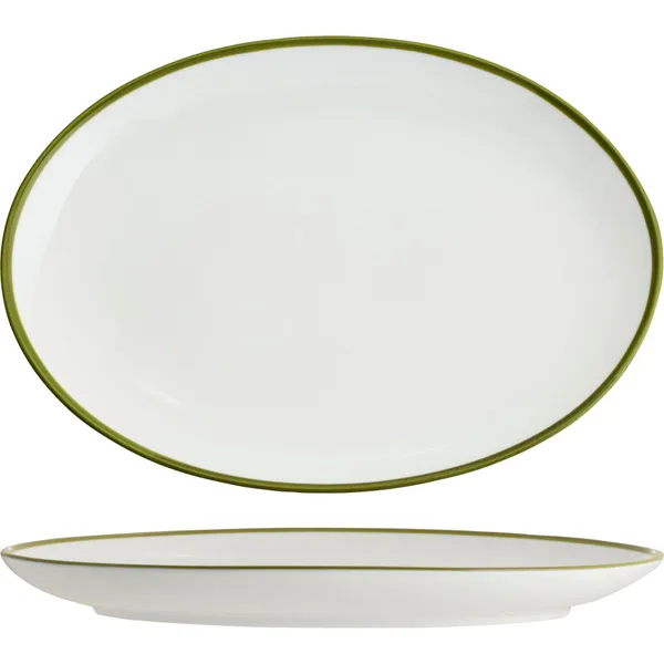 Core Oval Coupe Plate Olive Green Rim 230x165x22mm