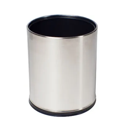 Compass 10l Two Piece Round Bin, Stainless Outer, Black Steel Inner, Rubber Base.