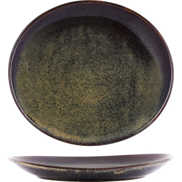 Artistica Reactive Brown Oval Plate 250x220mm