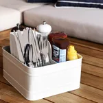 Coney Island Creme Rectangular Caddy with Leather Handle 260x240x130mm