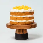 Serve Natural Acacia Round Cake Stand Black Boarder 250x125mm