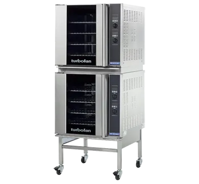 Turbofan E32d4/2c - Full Size Tray Digital Electric Convection Ovens Double Stacked With Castor Base Stand