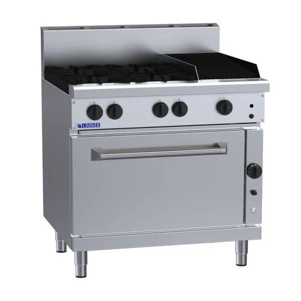 RF-4B3C: 900mm Gas 4 Burner 300mm Chargrill Range & Convection Oven