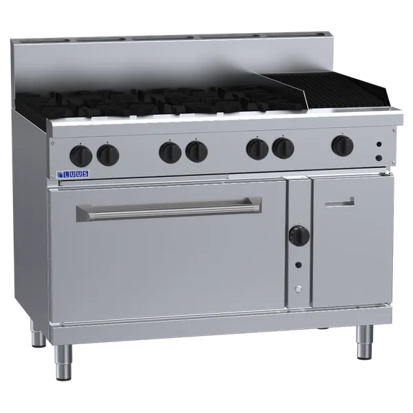 RF-6B3C: 1200mm Gas 6 Burner 300mm Chargrill Range & Convection Oven