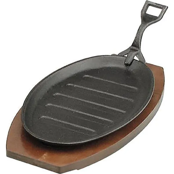 Steak Sizzler Cast Iron Black Hammerstone with Handle 290x180mm