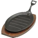Steak Sizzler Cast Iron Black Hammerstone with Handle 290x180mm