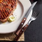 Churrasco Steak Knife Serrated Narrow Blade with Polywood Handle Brown 127mm
