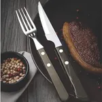 Churrasco Steak Knife Serrated Narrow Blade with Polywood Handle Brown 102mm